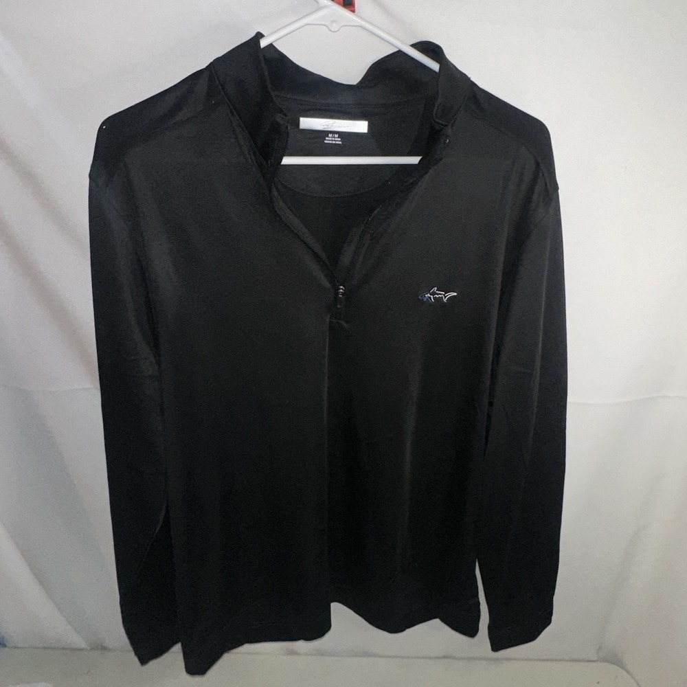 Greg Norman Black Quarter-Zip Mock Neck Pullover Polyester Knit  Shirt M